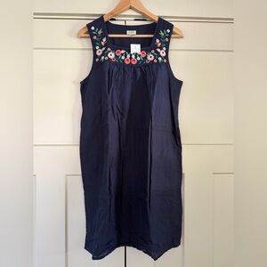 NWT J Crew embroidered cotton and linen dress